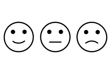 Smiley badges. Happiness, joy, dissatisfaction, sadness, grief. illustration