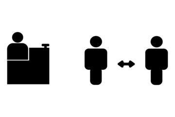Flat icon of social distancing, Distance. Concept Of Precautionary Measures During Quarantine.  Vector illustration