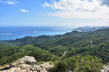 Obraz premium 日本・沖縄県・石垣島の自然、野底岳山頂からの眺望（東側）