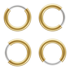 Combination of gold and silver rings. Realistic metal objects set over true white background. Trendy 3d illustration.