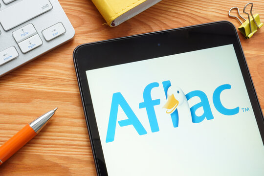 KYIV, UKRAINE - January 27, 2022. Aflac Incorporated AFL insurance company logo.
