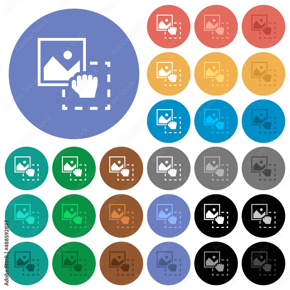 Poster grab image to upload round flat multi colored icons