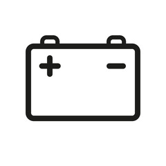 Car battery vector icon. black icon on a white background. 