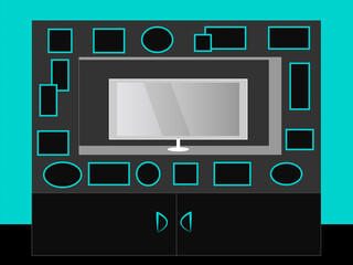 there is a TV and a wardrobe in the room