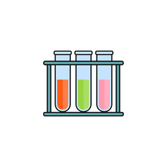 Test tubes with rack. Isolated vector icon. Illustration on white background.