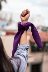 WOMAN'S FIST WITH FEMINIST SCARF