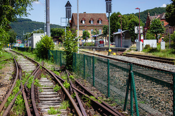 summer landscape scenery with railroad