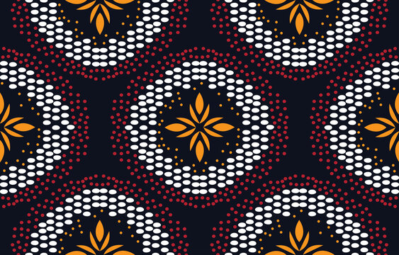Ethnic abstract fabric. Seamless pattern in tribal, African wax print kitenge floral motifs vector. Aztec geometric art ornament.Design for carpet, wallpaper, clothing, wrapping, fabric, cover, dress