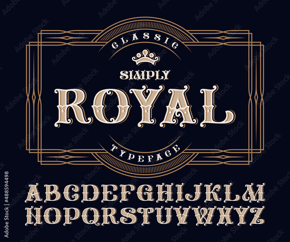 Poster vector set of classic font with decorative frame
