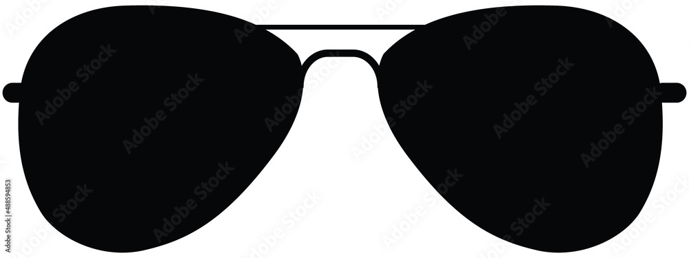 Wall mural black sunglasses icon on white background