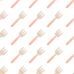 cute spring gardening pattern for kids - little pink rake on white background