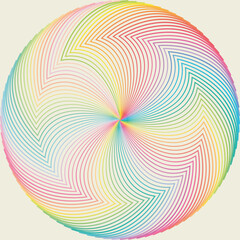 Vector illustration drawing of Spectral multicolored lines in circle abstract pattern and textures. colrful polychrome segment