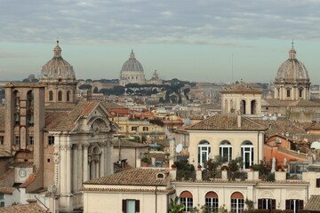 Fototapeta na wymiar Skyline di Roma dalla Terrazza Caffarelli al Campidoglio