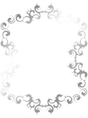 高級感のあるオーナメントのフレーム　縦位置　シルバー
