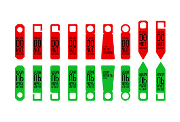 Door tag set on white background. Design template vector. Sale price sticker message. Discount tag badge shape.