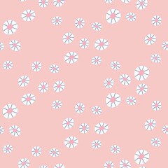 Seamless vector pattern with cute hand drawn tiny daisy flowers. Soft scandinavian floral background for kids room decor, nursery art, apparel, packaging, wrapping paper, textile, fabric, wallpaper.