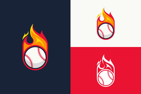 sports logo fire baseball illustration
