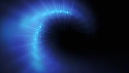 Bright abstract background with leaks. Blurred lighting tunnel. Magic portal. Vivid sphere lens