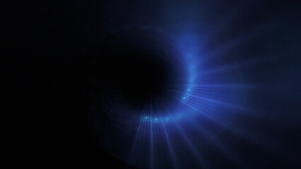 Bright abstract background with leaks. Blurred lighting tunnel. Magic portal. Vivid sphere lens