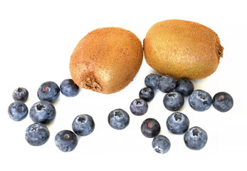 Kiwifruit or Chinese gooseberry and blueberries