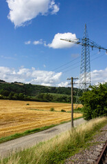 summer landscape scenery with railroad