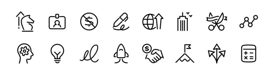 Business, Finance, and Money Icon Set - Vector Line Icons