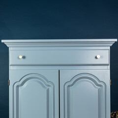 Blue painted furniture after renovation has second life