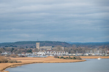 Naklejka premium a view of Christchurch Priory Dorset England across the river