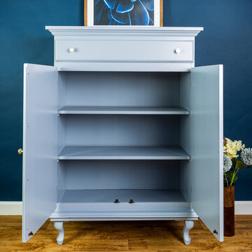 Blue painted furniture after renovation has second life