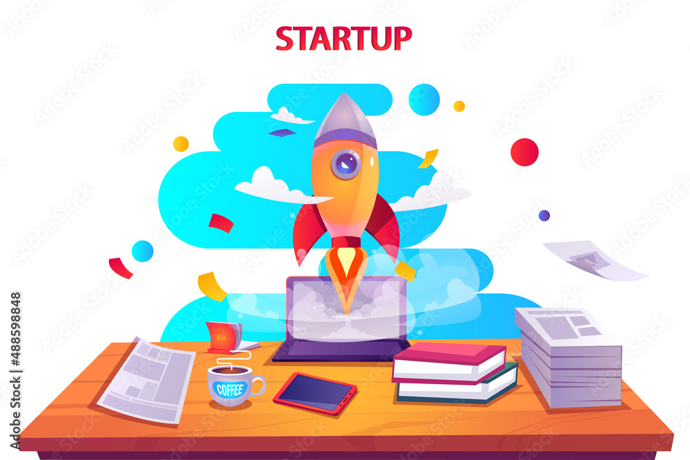 Poster business startup concept. flat vector template style suitable for web landing pages.