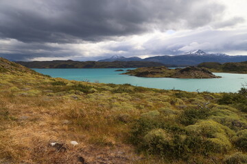 Fototapeta na wymiar View over the lake Sarmiento de Gamboa, Chile
