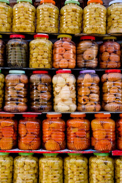 Various canned fruits and vegetables