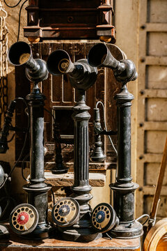 Vintage telephones on street of Egypt