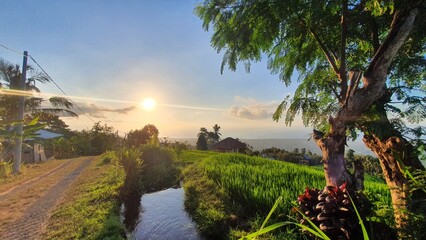 Sunset mountains in bali