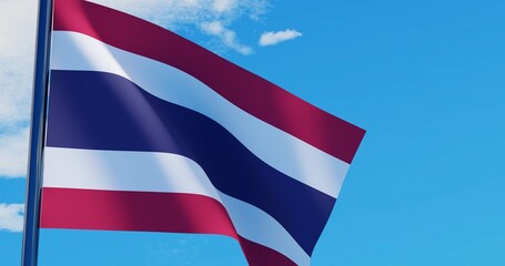 3D illustration of Thailand Flag are waving in the sky