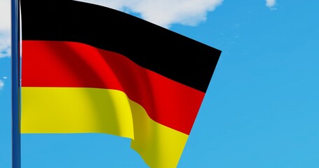 3D illustration of Germany Flag are waving in the sky
