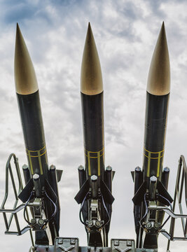 Three balistic military rockets. Nuclear Missiles.