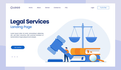 law firm and legal services concept, lawyer consultant, judicial flat illustration vector landing page