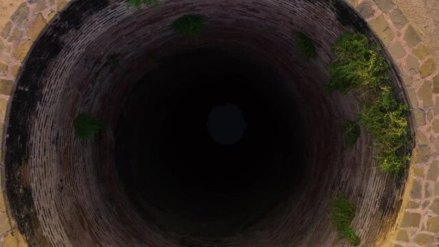 Drone shot of a deep water well 