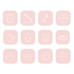 set of food line icons for an app