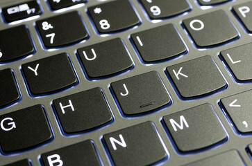 Laptop keyboard illuminated by a nice light