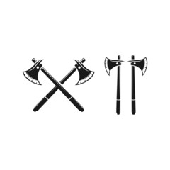 Cross Axe, Crossed Firefighter wooden axes logo
