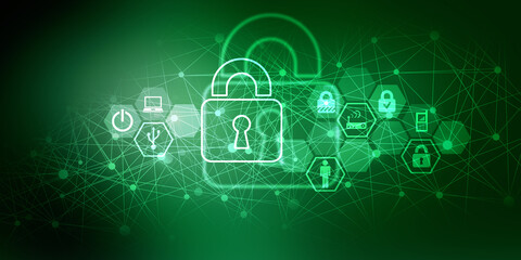 Obraz premium 2d illustration Safety concept: Closed Padlock on digital background