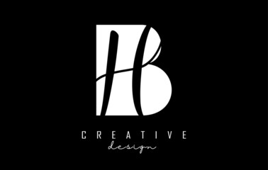 Black and white BH Letters logo with negative space. Letters B and H with geometric and handwritten typography.