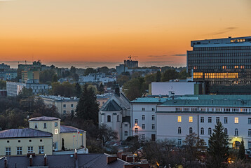 Widok Miasteczko Lublin Zachód słońca Panorama © ErOn