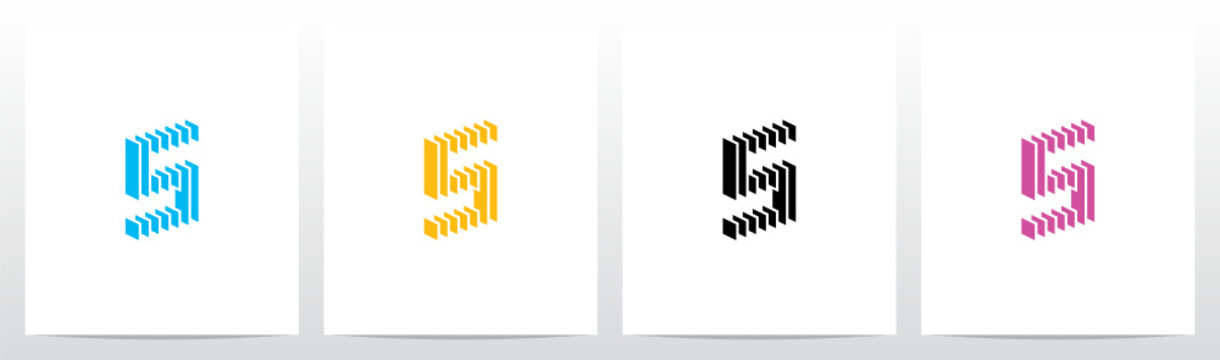 Rectangle Vertical Layer Letter Logo Design S