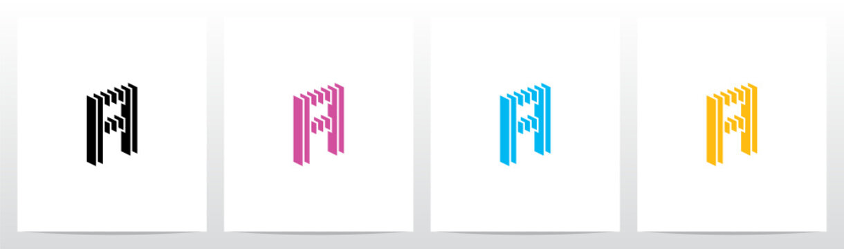 Rectangle Vertical Layer Letter Logo Design A