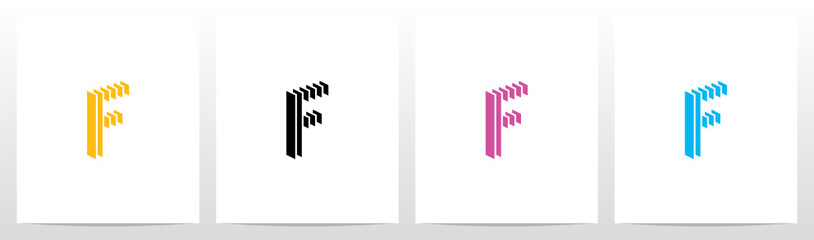 Rectangle Vertical Layer Letter Logo Design F
