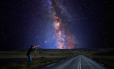 Looking at the stars through a telescope