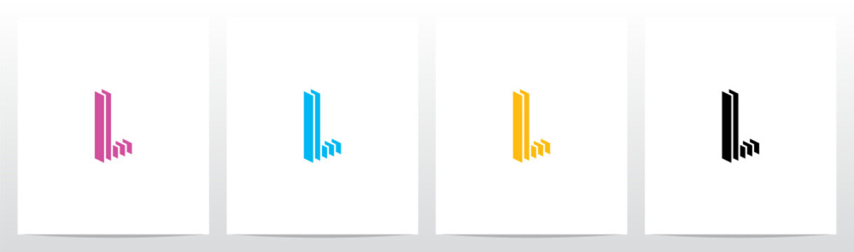 Rectangle Vertical Layer Letter Logo Design L